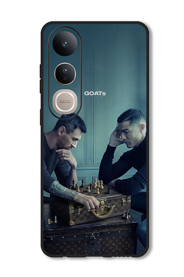 Case Compatible with Vivo V50 Lite Protection Shockproof Bumper Cover Messi & Ronaldo Chess