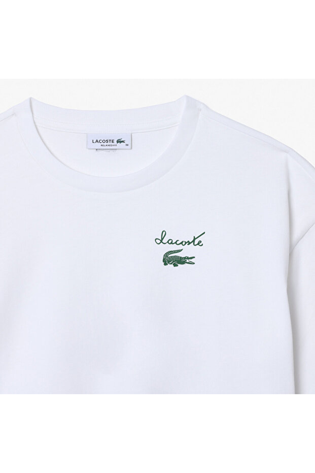 Kadın Bisiklet Yaka Beyaz T-Shirt - 5