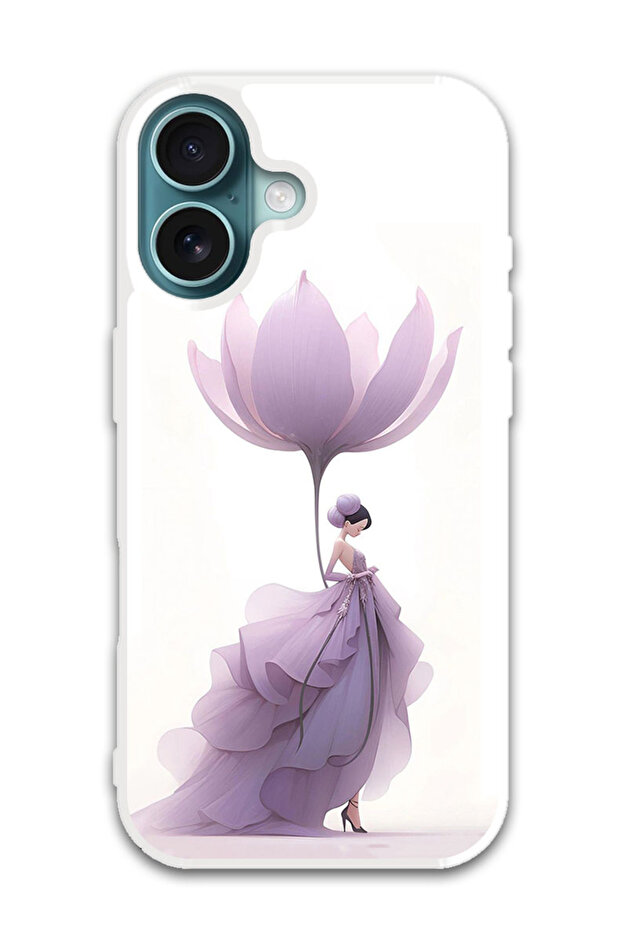 Protective Case Cover For APPLE IPHONE 16 Plus Women Flower (White Bumper)