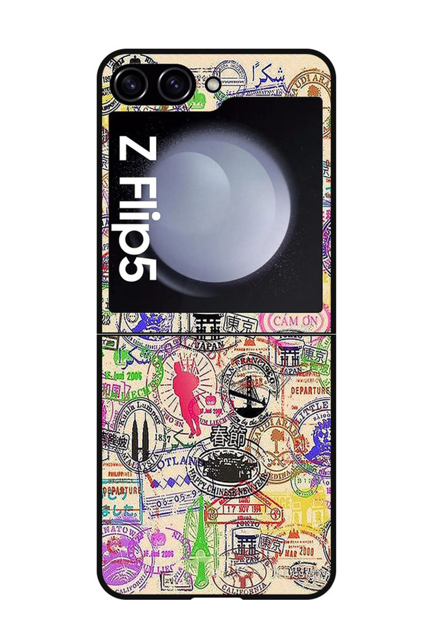 Protective Case Anti Scratch Shock Proof Bumper Cover For Samsung Galaxy Z Flip 5 Passport Stamp
