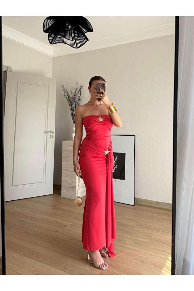 Stella Elegance Kırmızı Elbise - 3