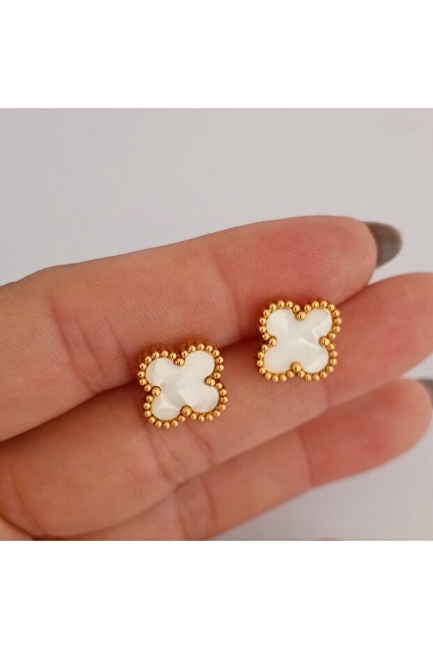 Çelik Gold Yonca Küpe - 2