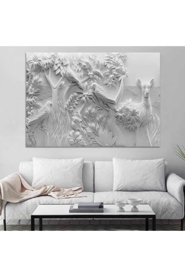 لوحة جدارية قماشية كانفس جبس مطبوعة بتصميم فني جميل بإطار فضي، 50×70 سم