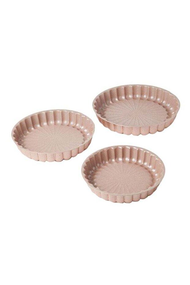 DESSINI 3-Piece Granite Cake Pan Set Beige Small Pan (24), Medium Pan (28), Pan (32)cm