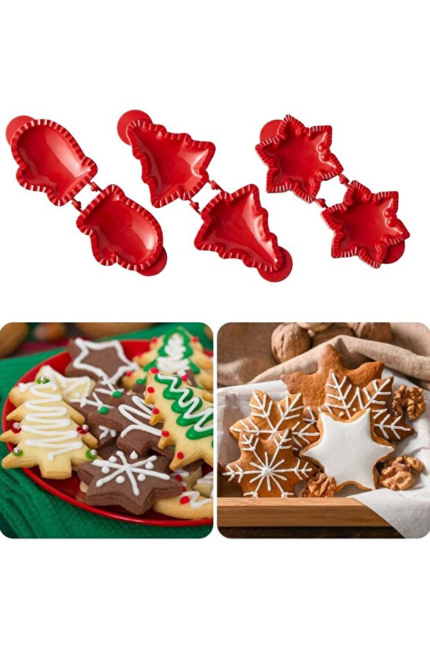 3 Pieces Mini Pie Maker for Baking, Hand Pie Molds for Party Baking Supplies, Snowflake, Mitt and T
