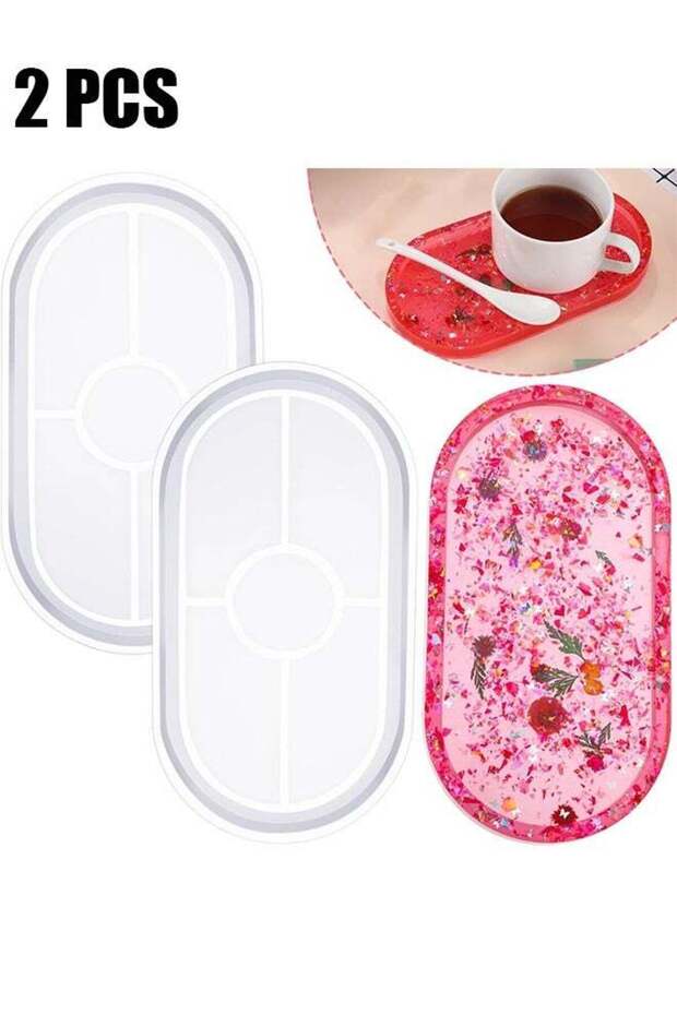 2 Pieces Tray Resin Mould, Craft Jewelry Making Mould Oval Tray Mould DIY Epoxy Resin Mould Silicon