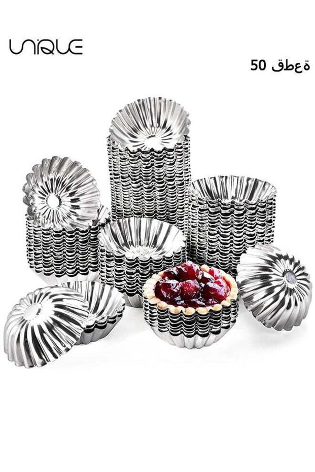 Egg Tart Molds, 50PCS Mini Tart Pie Pan, Mini Cupcake Cake Muffin Mold Tin Pan Baking Tool, Resuabl