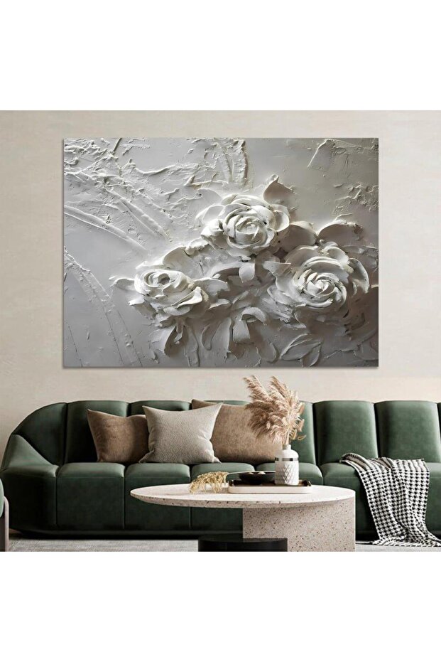 لوحة جدارية قماشية كانفس جبسية مطبوعة بتصميم فني بلاستيكي إطار فضي، 50×70 سم