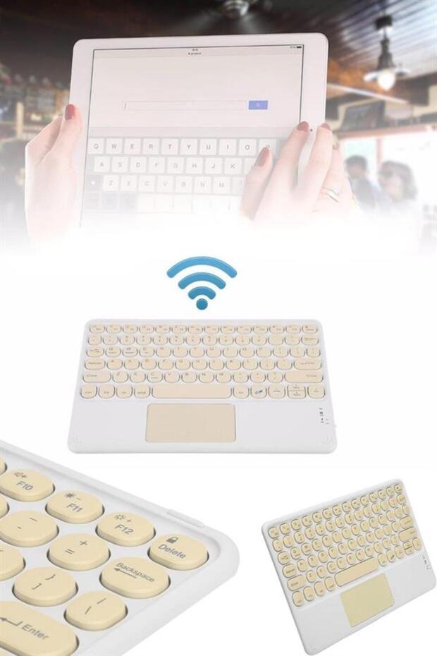 Android ve İOS Uyumlu Bluetooth Klavye Touchpad Slim Kablosuz Wifi Q Klavye - 5