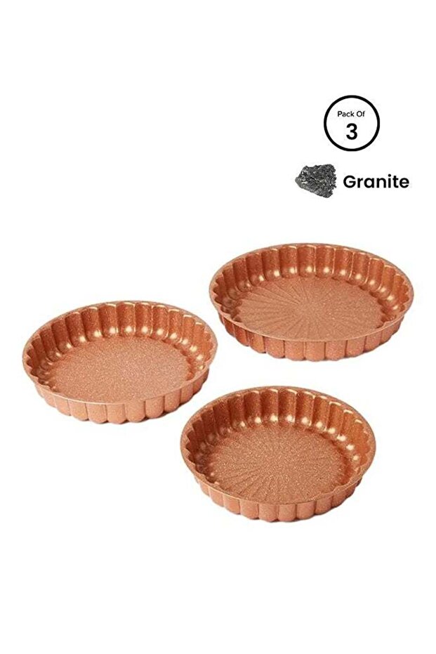 DESSINI 3-Piece Granite Cake Pan Set Rose Gold Small Bakeware Pan (24), Medium Bakeware Pan (28), L