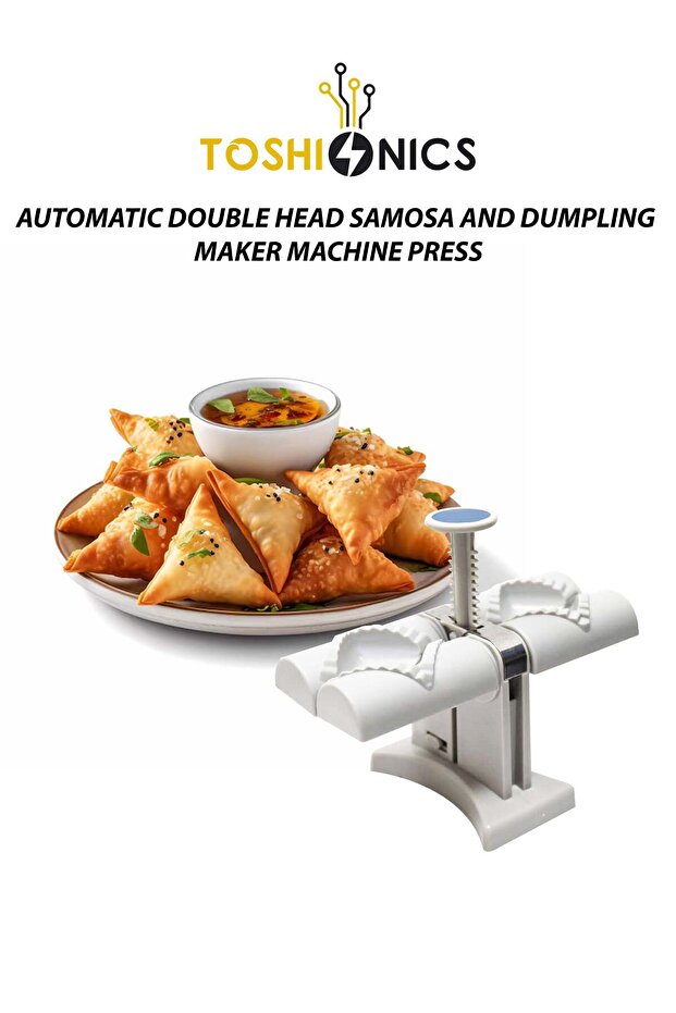 Toshionics Automatic Double Head Samosa and Dumpling Maker Machine Press Handheld Stainless Steel a