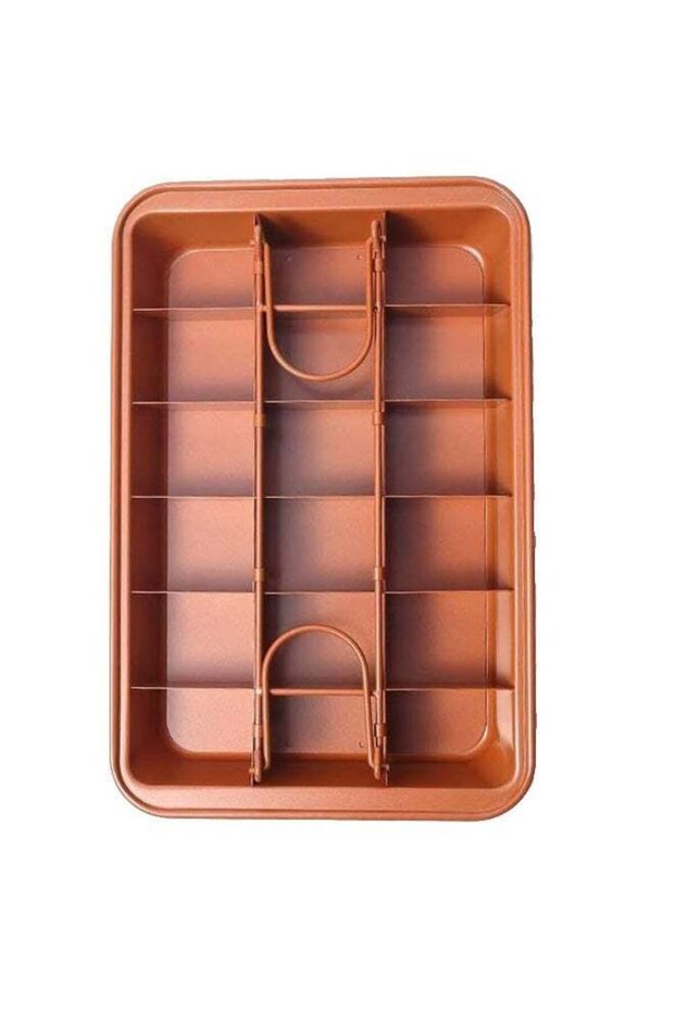 Non-Stick Brownie Pan Tin With Dividers Brown 8inch
