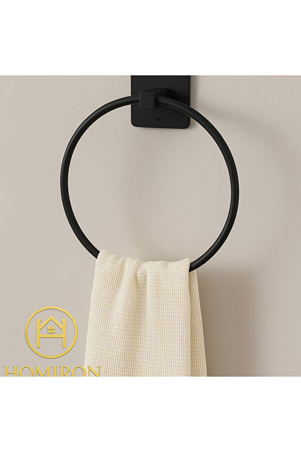 Yapışkanlı Ve Vidalı Siyah Yuvarlak Havluluk,Kağıt Rulo Havluluk,Wc Kağıtlık 3 Lü Set - 2