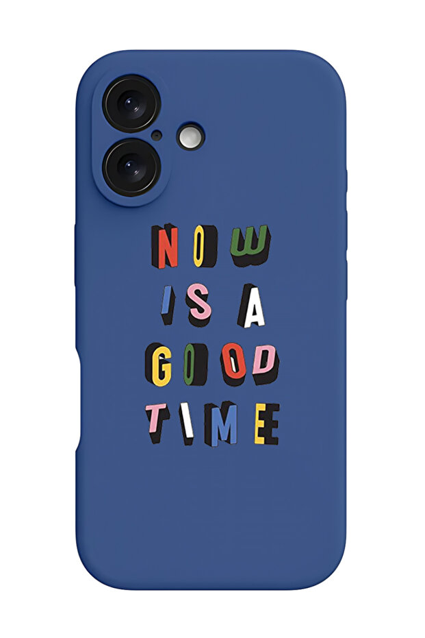 iPhone 16 Plus Blue Protective Liquid Silicone Shockproof Case - Good time