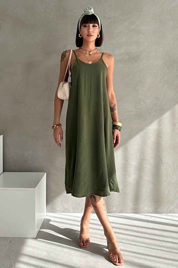 Aerobin Fabric Long Dress with Adjustable Straps - Anti-Sweat Loose Maxi Size