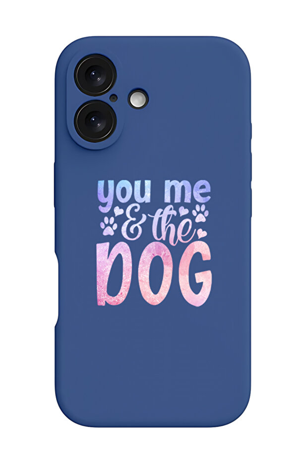 iPhone 16 Plus Blue Protective Liquid Silicone Shockproof Case - You me & the dog