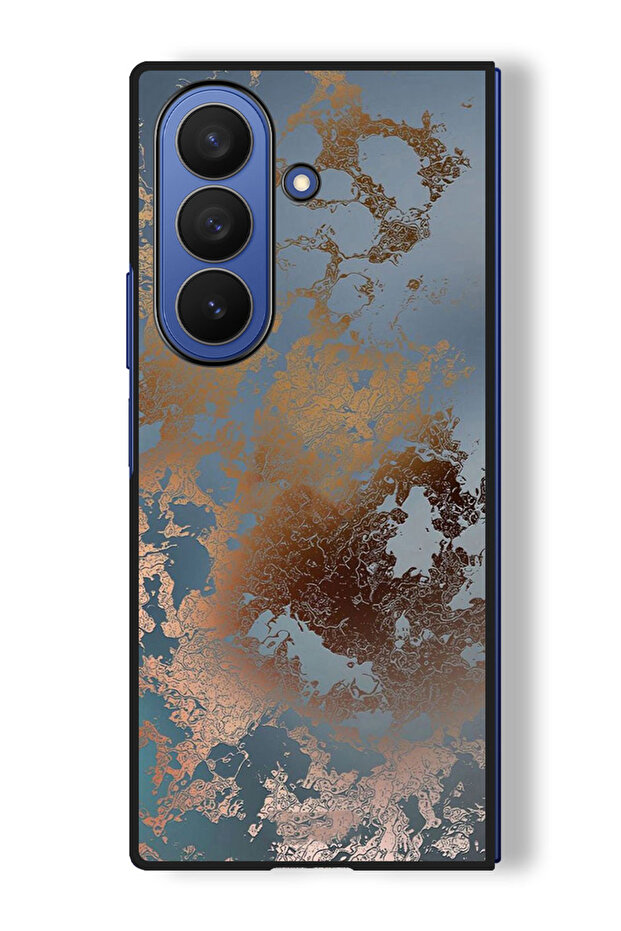 Case Compatible with Samsung Galaxy Z Fold 7 Protection Shockproof Cover Golden Grey Design