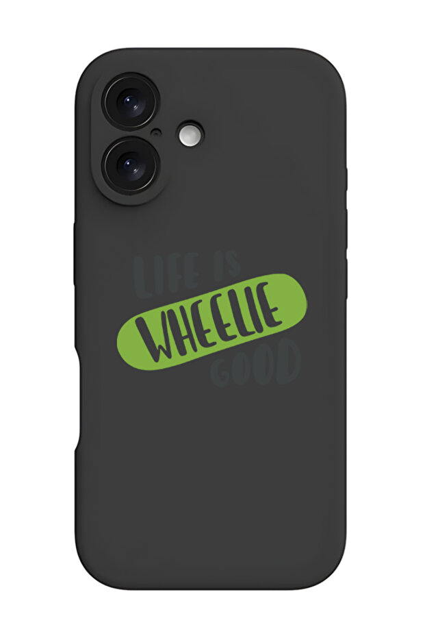 iPhone 16 Plus Black Protective Liquid Silicone Shockproof Case - Life is wheelie