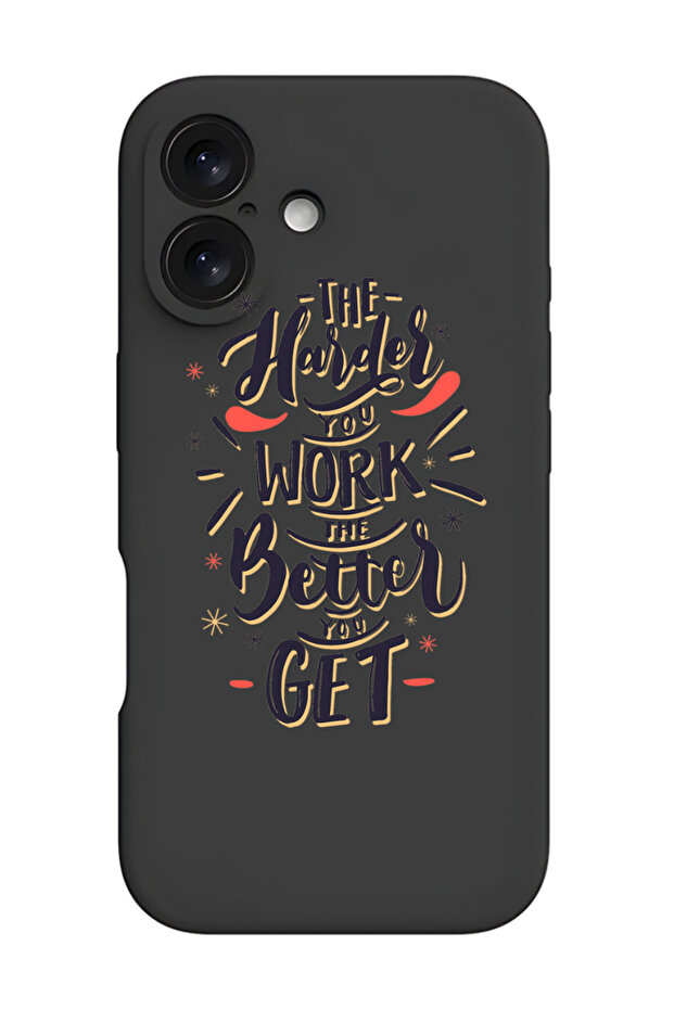 iPhone 16 Plus Black Protective Liquid Silicone Shockproof Case - Harder you work