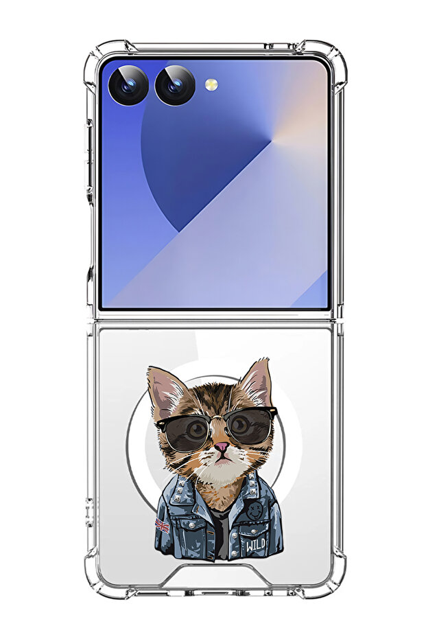 Case for Samsung Galaxy Z Flip 7 Compatible with MagSafe, Shockproof Phone Cover swag cat