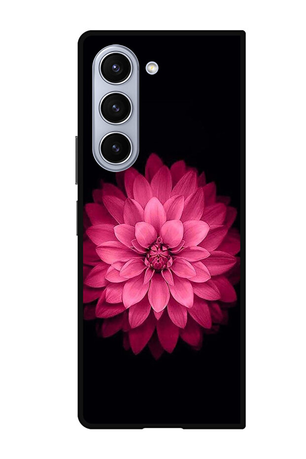 Protective Case Anti Scratch Shock Proof Cover For Samsung Galaxy Z Fold 5 Pink Flower At Center