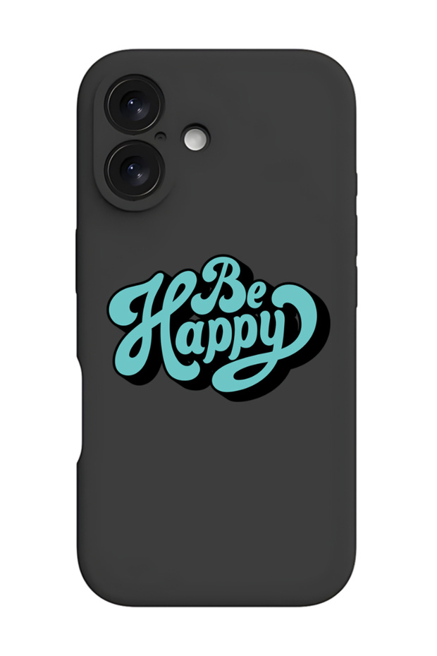 iPhone 16 Black Protective Liquid Silicone Shockproof Case - Be happy