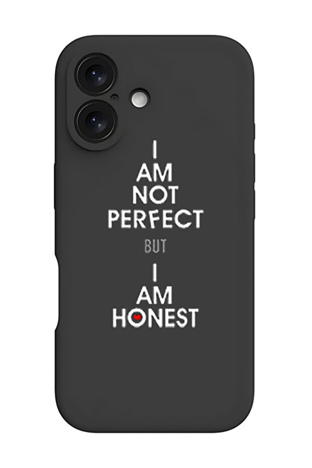 iPhone 16 Black Protective Liquid Silicone Shockproof Case - i am not perfect but i am honest