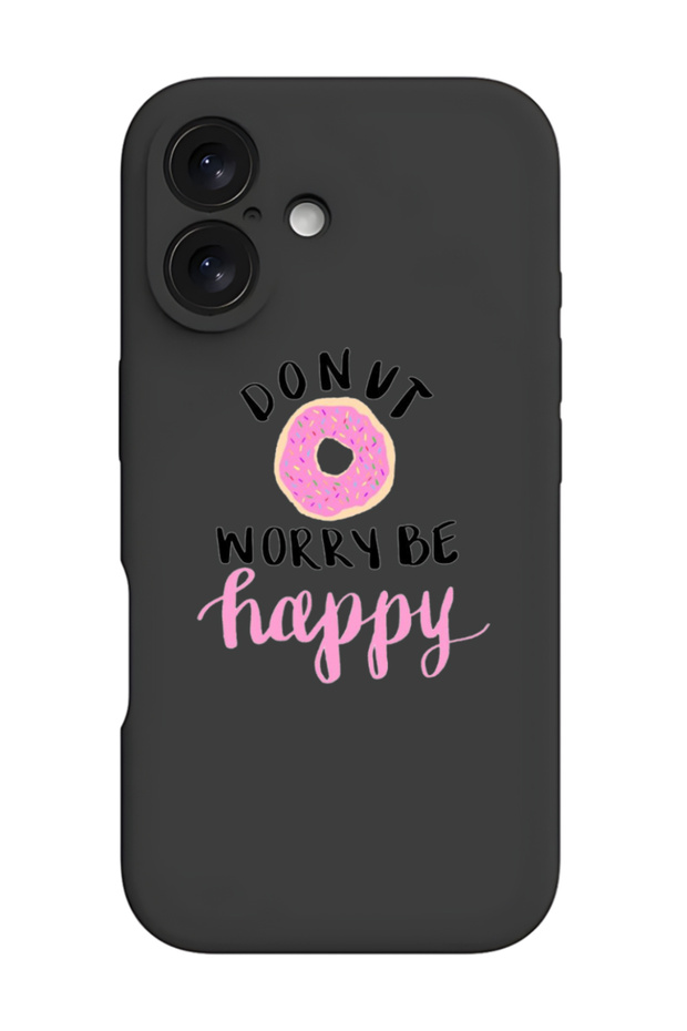 iPhone 16 Black Protective Liquid Silicone Shockproof Case - dont-worry-be-happy