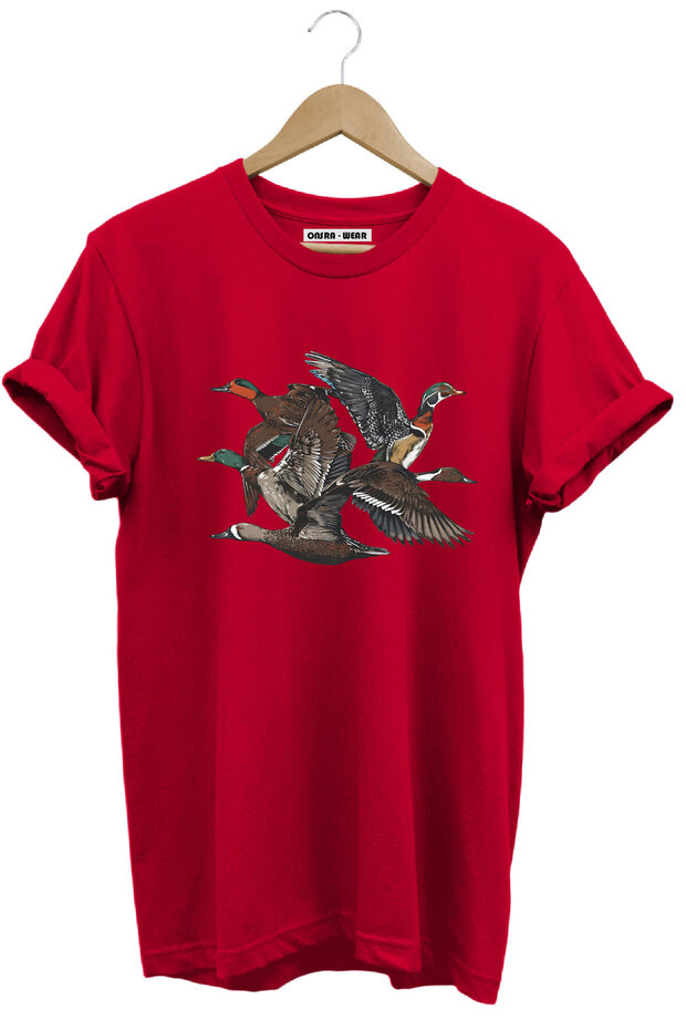 Hunting Land Reeds Duck Hunting Mallard Duck Printed Unisex 100% Cotton Basic T-Shirt