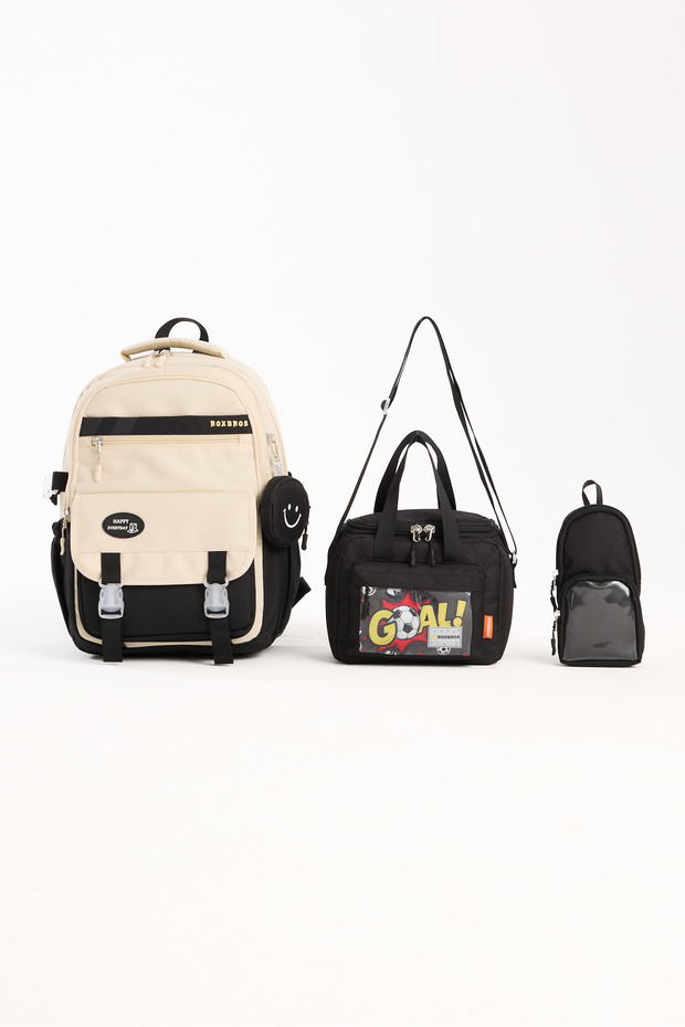 Korean Style 3-Piece Boys' School Bag & Primary School Backpack with Lunch Box and Pencil Case