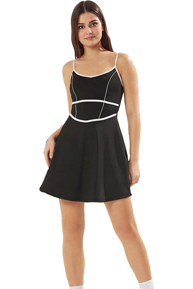 Women's Thin Strap Shift Dress Knitted Fabric with Sports Shorts Summer Mini Indispensable in Summer