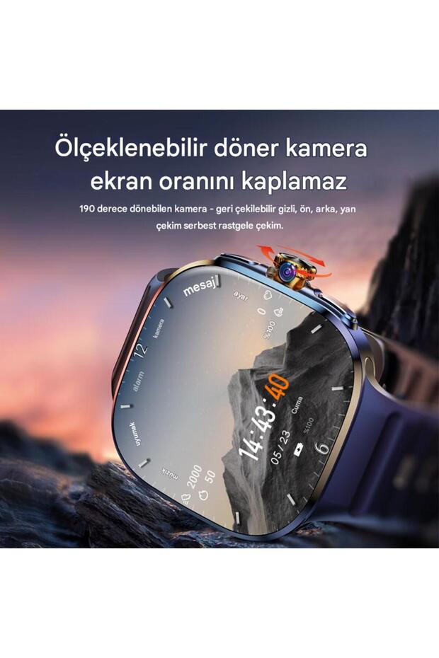 5G Android Akıllı Saat SIM Kartlı WiFi NFC GPS AMOLED Ekran Spor ve Sağlık Tracker - 5