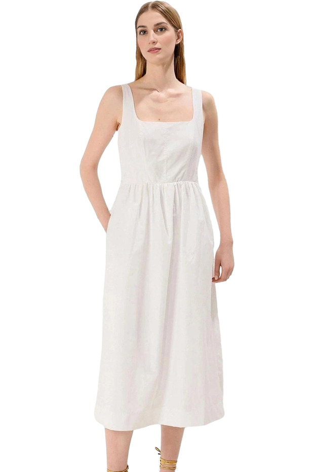 Women's Midi Length Sleeveless Poplin Dress Casual Summer Style Relaxed Fit Where Style Meets Pocket