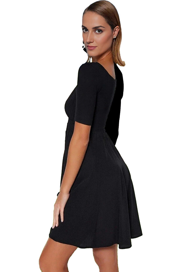 Women's Mini Beach Dress V-Neck Patterned Shally Fabric Summer Combinations Indispensable in Summer