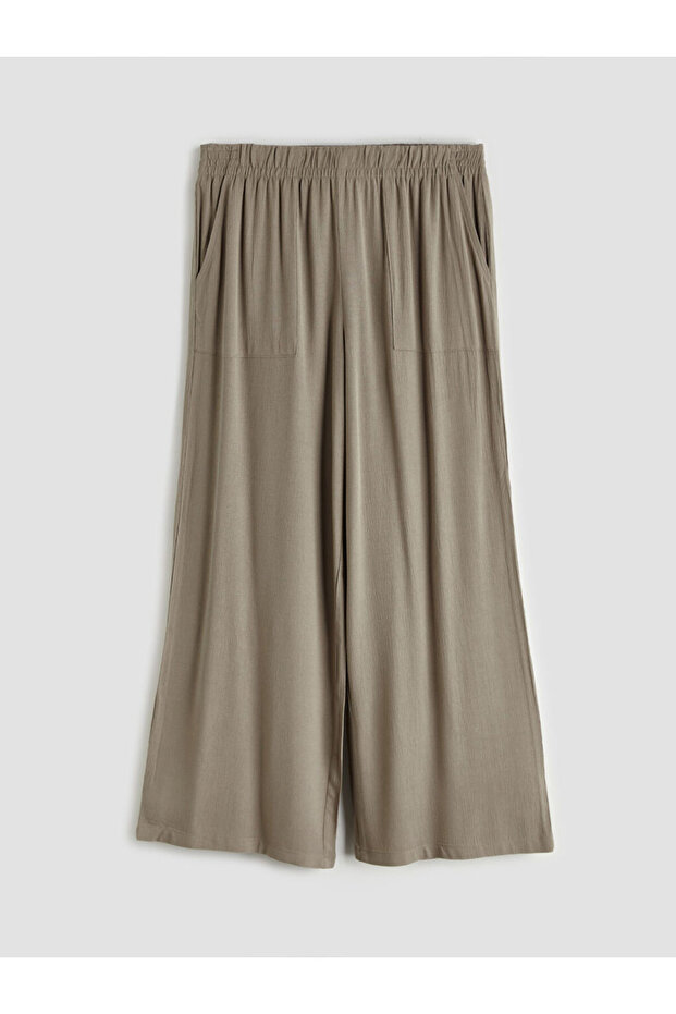 Elastic Waist Textured Women's Trousers
