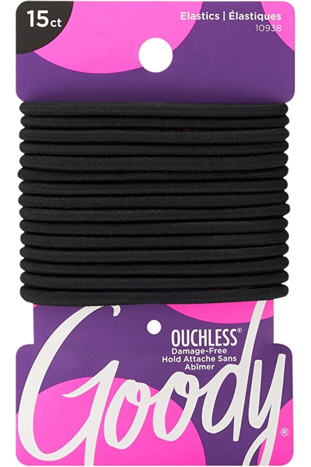 Ouchless Braided Elastics, Black, 15 Units