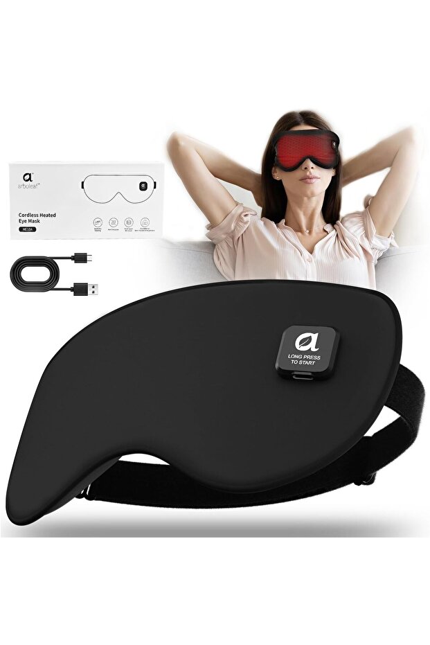 Heated Eye Mask, Cordless Rechargeable Warm Compress, Temperature Control for Dry Eyes & Be