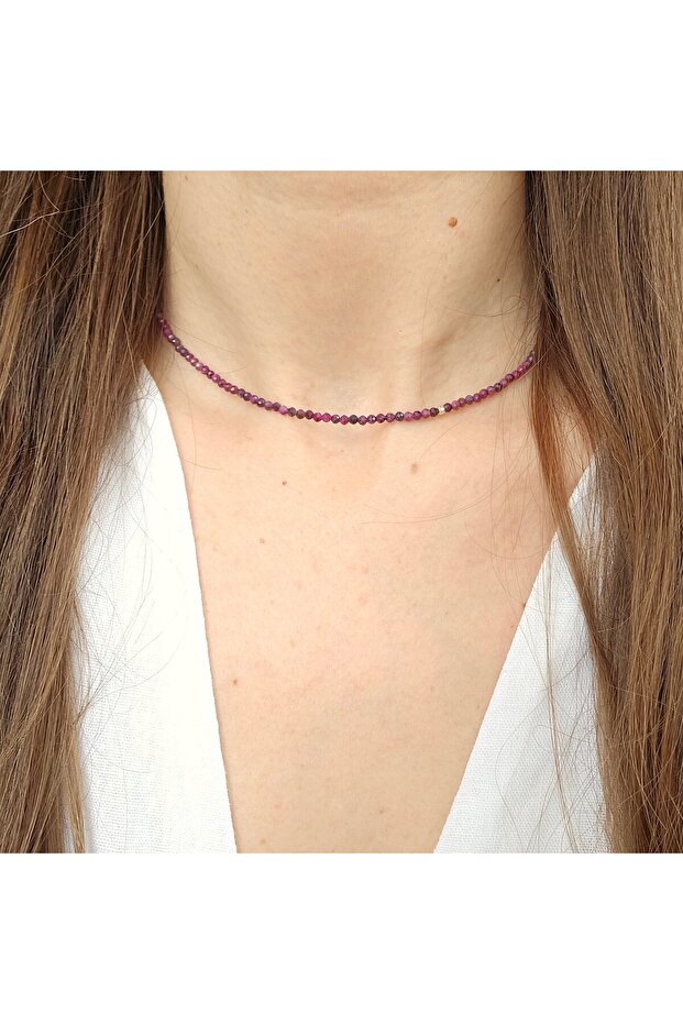 Basics ruby ​​necklace with 925 silver accessories, 40 cm - 2