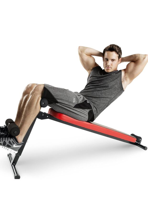 Utility Slant Board W/Headrest – Folding Design With Adjustable Positions SB-4606, Black/Red