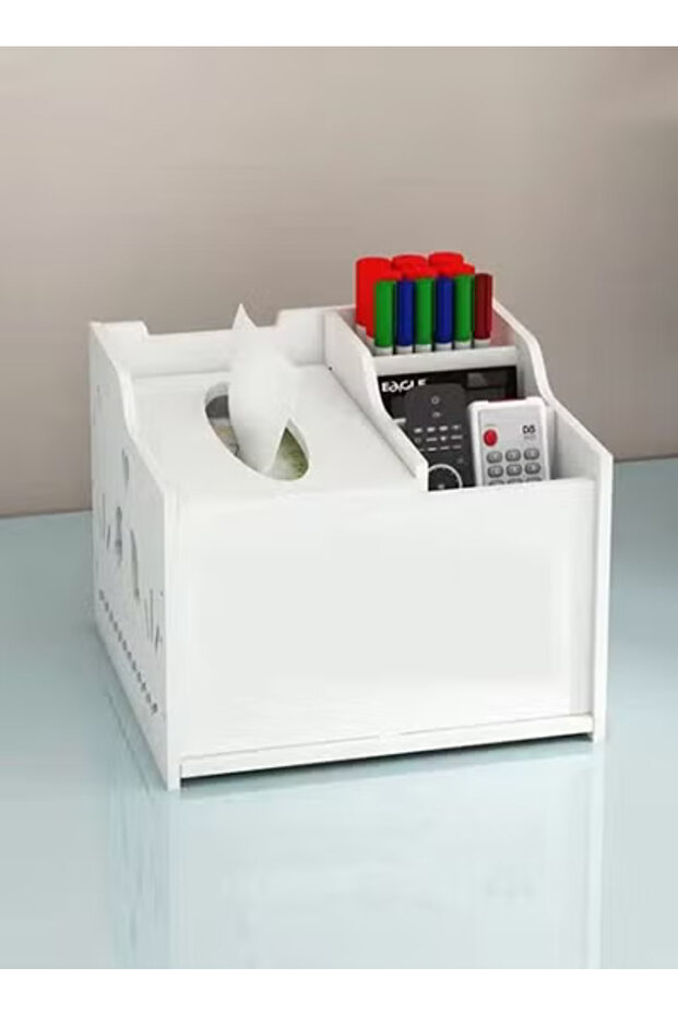 Desktop Multifunctional Storage Box Cosmetics Storage Tissue Box 18.5x12x17cm
