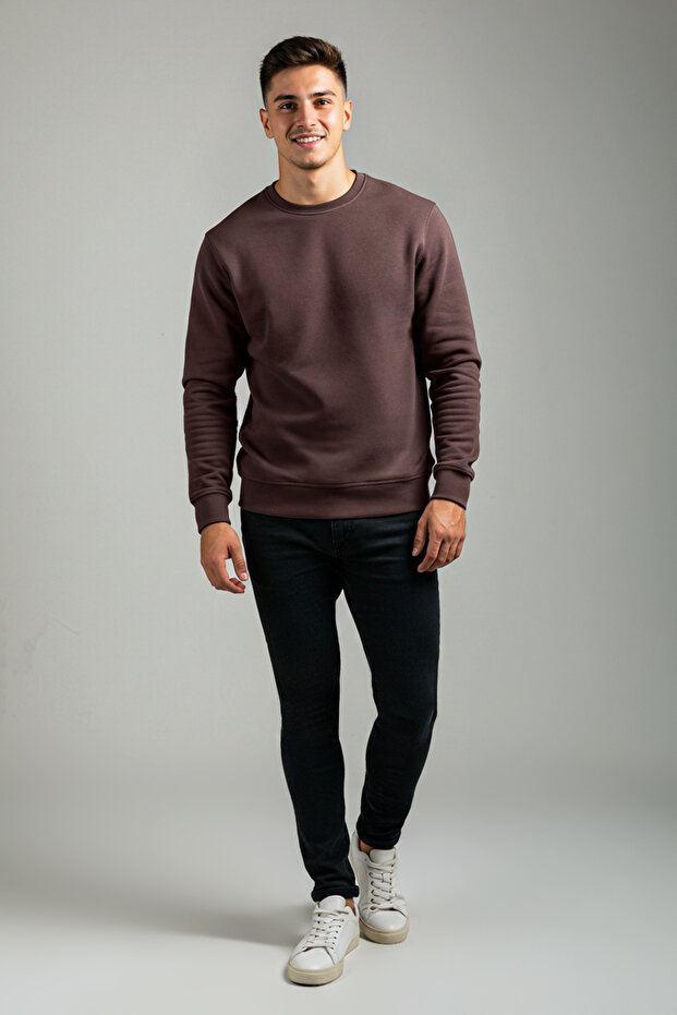Kahverengi Regular/Normal Kesim İçi Polar/Sıcak Tutan Sweatshirt TMNAW21SW1208 - 2