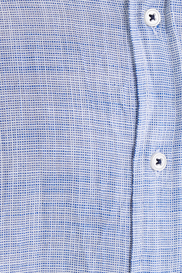 Erkek Regular Fit Klasik Kesim %100 Pamuk Keten Doku Gömlek - 7