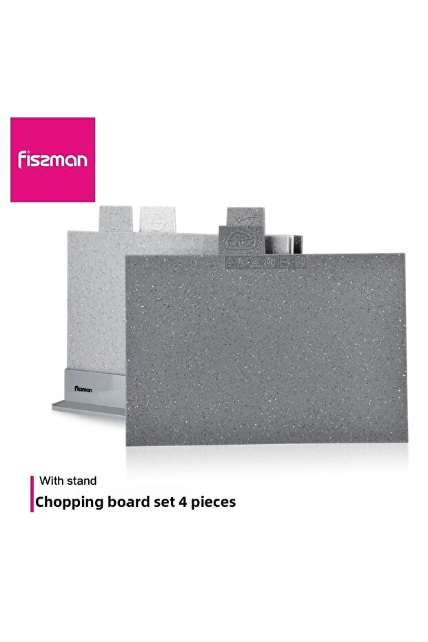 5-Piece Index Cutting Board Set Four Chopping Board And One Stand Multicolor 29cm