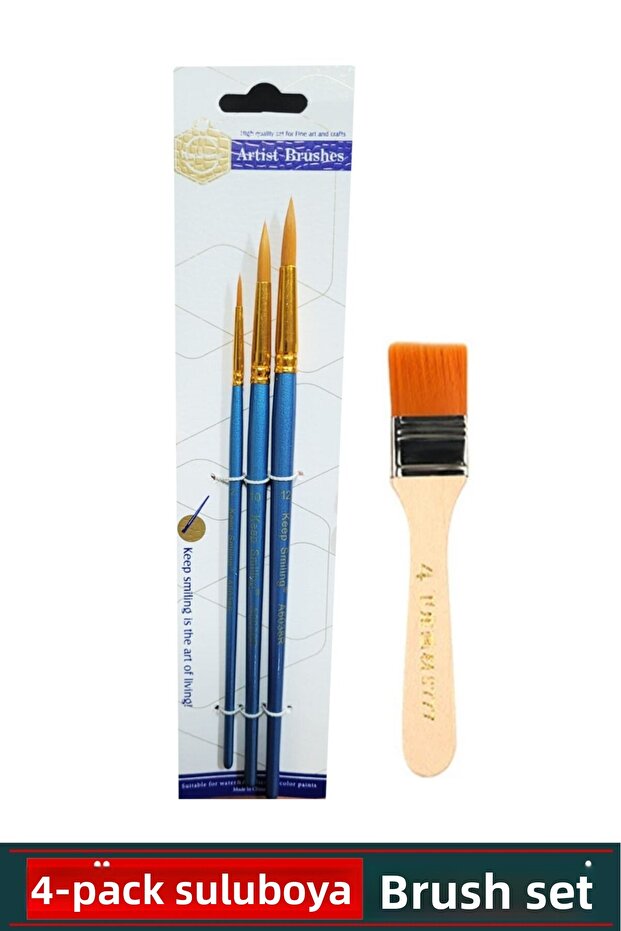 Brush Set of 4 with Round Tips (Watercolor-Acrylic-Oil Painting)