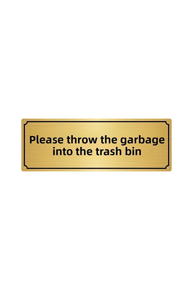 Gold Color Metal Please Dispose of Trash in Dumpster Sign 10Cmx20Cm