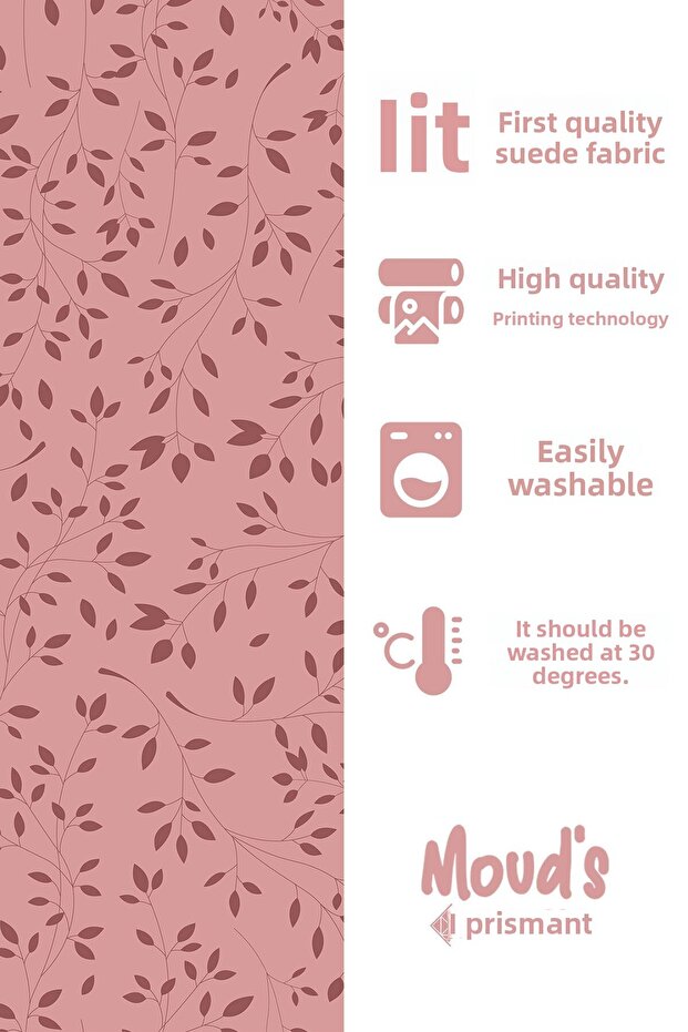 مفرش طاولة منقوش عليه فروع شجرة حمراء كلاريت مطبوعة من جلد الغزال - 3