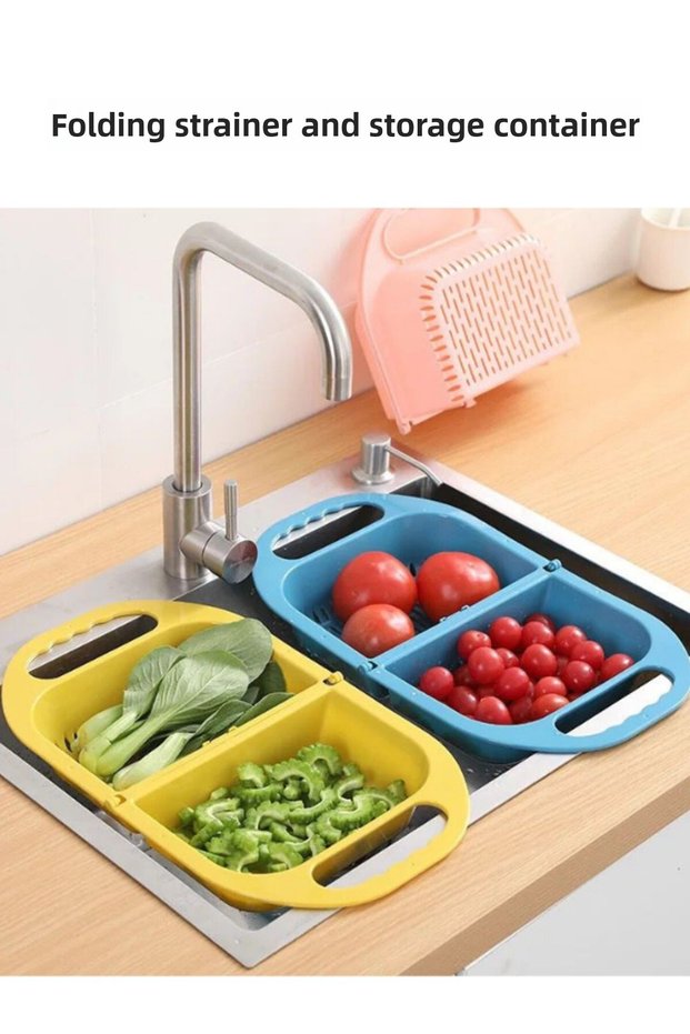 Multi-Purpose Foldable Strainer and Storage Container