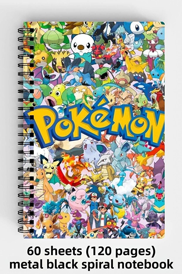 A5 Spiral Hard Cover Notebook with Pokemon Characters Design 120 Sheets