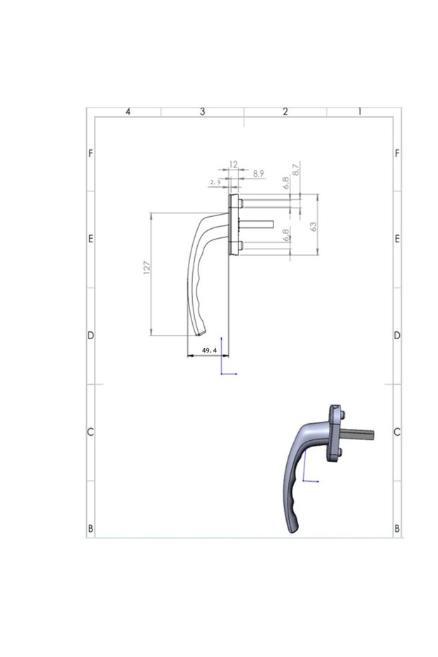 مقبض نافذة PVC باللون الأبيض - 2