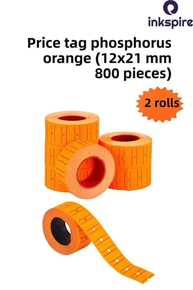Orange 800 Piece Highlighter Label Machine 12X21 mm 2 Pieces Highlighter